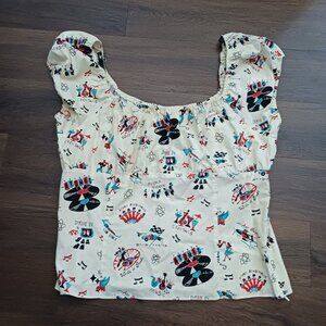 Bernie Dexter Atomic Festival short sleeve peasant top SZ 4X RARE 50s Vintage US